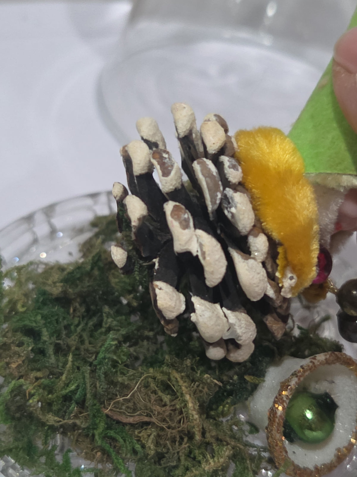 Vintage Pinecone Elf Gnome Dwarf with Maracas Band Ornament Chenille Plastic Face Mica Putz elf21 (Copy)