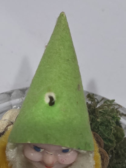 Vintage Pinecone Elf Gnome Dwarf with Maracas Band Ornament Chenille Plastic Face Mica Putz elf21 (Copy)