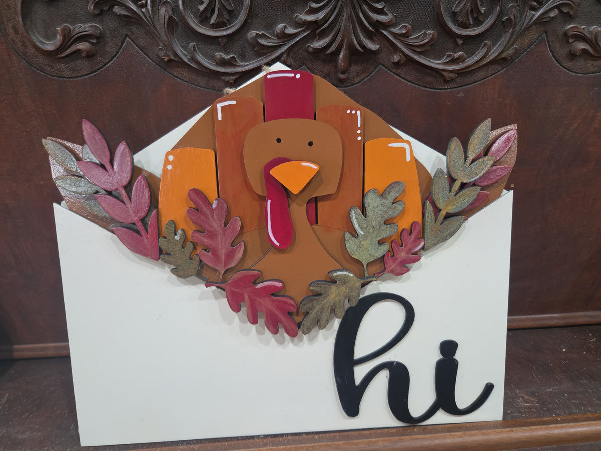 Turkey Thansgiving Fall Leaves Insert for Envelope Door Sign *sign sold seperately*