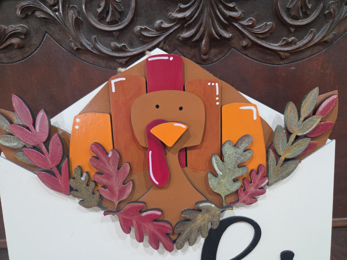 Turkey Thansgiving Fall Leaves Insert for Envelope Door Sign *sign sold seperately*