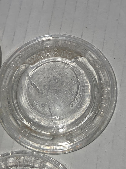 Vintage Presto Glass Jar Insert For Metal Canning Lid with Notch Set of Four Lids 2 1/2"