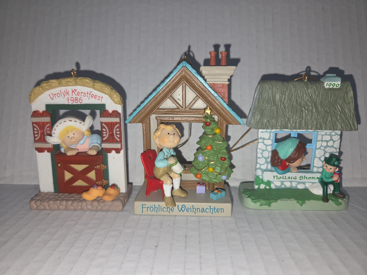 Vintage Hallmark Keepsake Ornaments Three Windows of the World Series Holland 2nd 1986 Germany 5th 1989 Irish 6th 1990