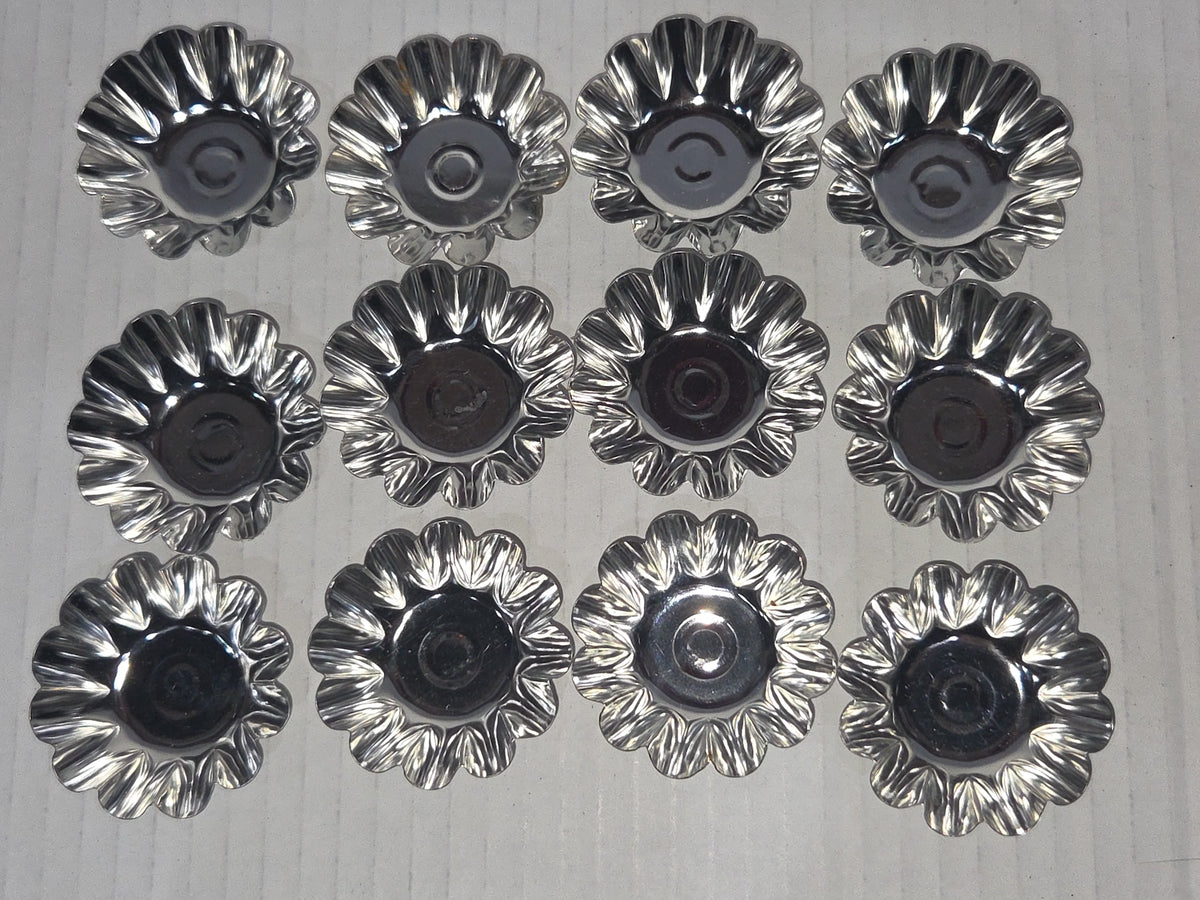 Vintage Miniture Tart Tins Aluminum Scalloped Fluted Baking Pan Mini Pie Set of 12