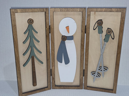 Trio Frame Decor Winter Snowman Skis 10 1/2"