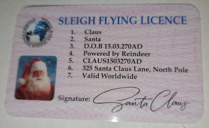 Santa Flying License – Christmas Morning Surprise Novelty Card