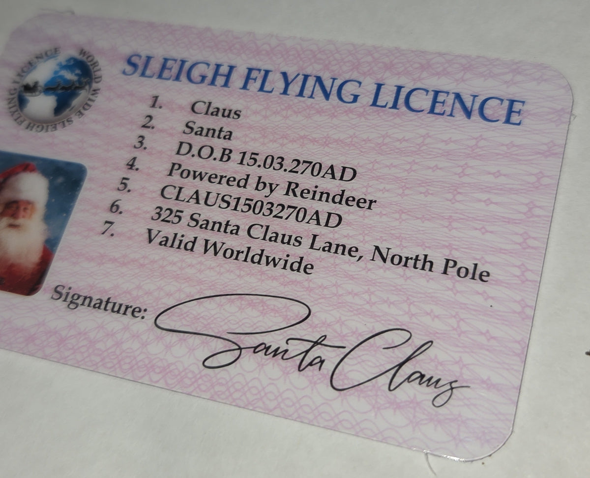 Santa Flying License – Christmas Morning Surprise Novelty Card