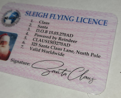 Santa Flying License – Christmas Morning Surprise Novelty Card