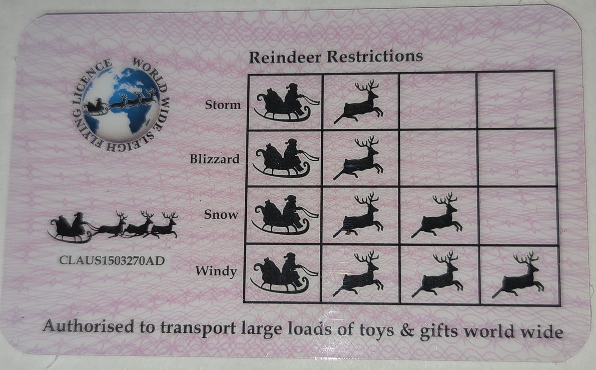 Santa Flying License – Christmas Morning Surprise Novelty Card