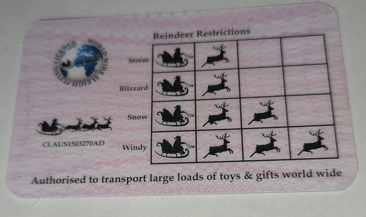 Santa Flying License – Christmas Morning Surprise Novelty Card