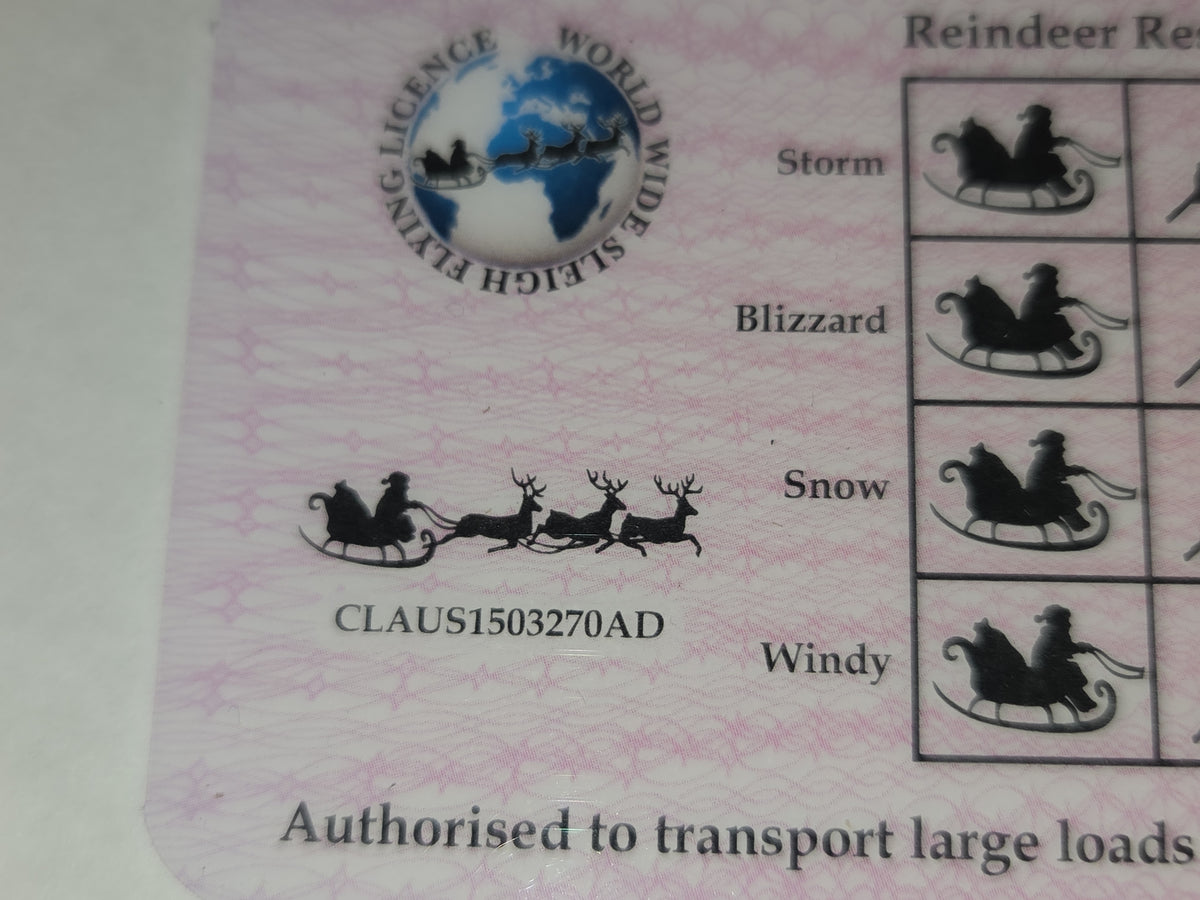 Santa Flying License – Christmas Morning Surprise Novelty Card