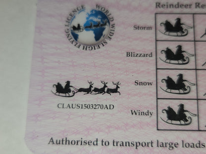 Santa Flying License – Christmas Morning Surprise Novelty Card