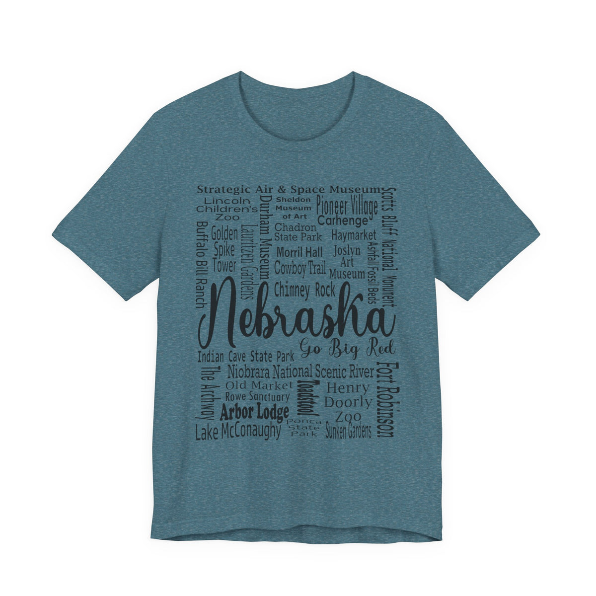 Nebraska Shirt – Landmarks Word Art Unisex Jersey Tee
