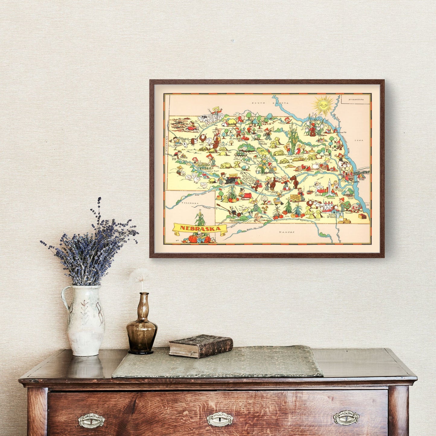 Vintage Map of Nebraska 1935 -Not available at Minden location-