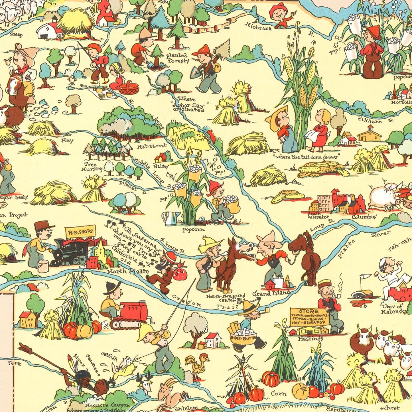 Vintage Map of Nebraska 1935 -Not available at Minden location-
