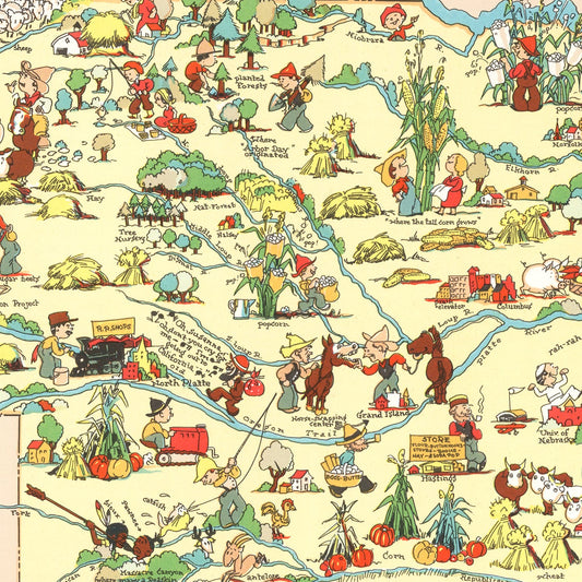 Vintage Map of Nebraska 1935 -Not available at Minden location-