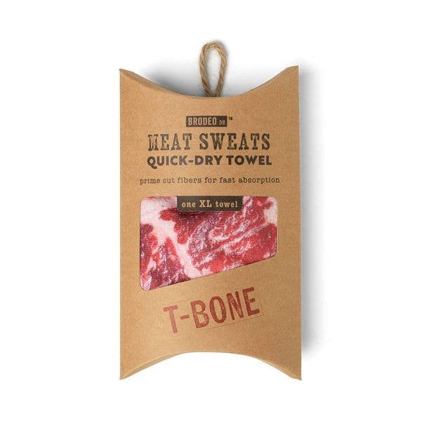 One Funny Towel from Meat Sweats Quick-Dry, Towel looks like T-Bone Steak Gift Idea. Ft3