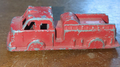 Vintage Midgetoy Red Diecast 3.5" Firetruck Pumper 1950s ft7