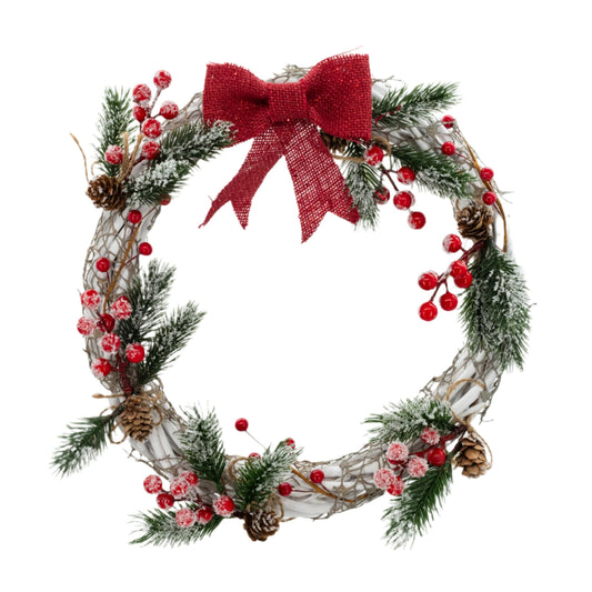 SALE | White/Red Winter Christmas Wreath | KJ Made
