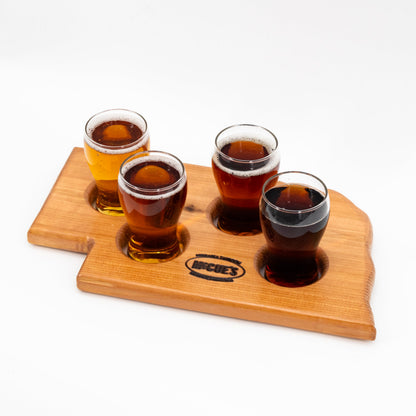 Flight Board & Glasses Set | Four 5 oz Glasses | McCue's Nebraska Taproom