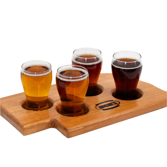 Flight Board & Glasses Set | Four 5 oz Glasses | McCue's Nebraska Taproom
