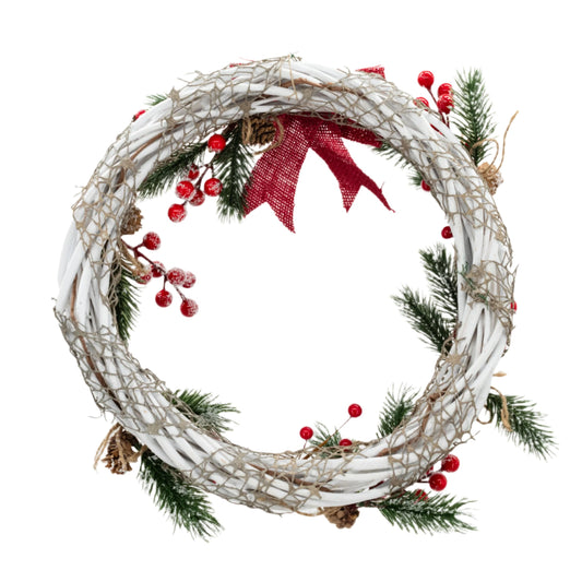 SALE | White/Red Winter Christmas Wreath | KJ Made