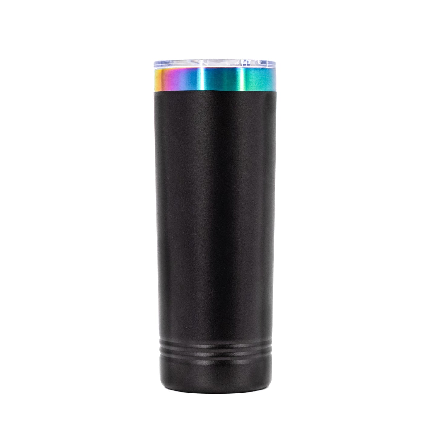 Corn Star Skinny Tumbler with Slider Lid | 22 oz | Black with Rainbow Chrome Engraving | RCK Creations & More