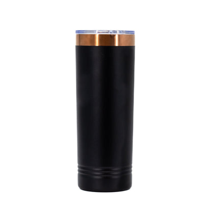 Nebraska Skinny Tumbler with Slider Lid | 22 oz | Black With Rose Gold Engraving | RCK Creations & More