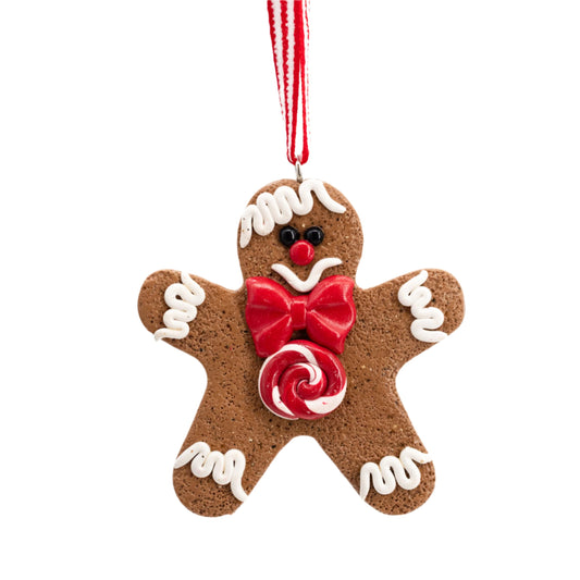 Gingerbread Ornaments | Multiple Designs | Clay Art Originals Red Bow with Large Peppermint