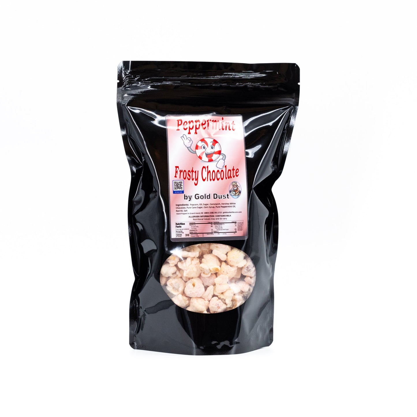IN-STORE PICKUP ONLY | Peppermint White Chocolate Covered Kettle Corn | 5 oz | Pack of 2 | Non-GMO | Gold Dust Kettle Corn