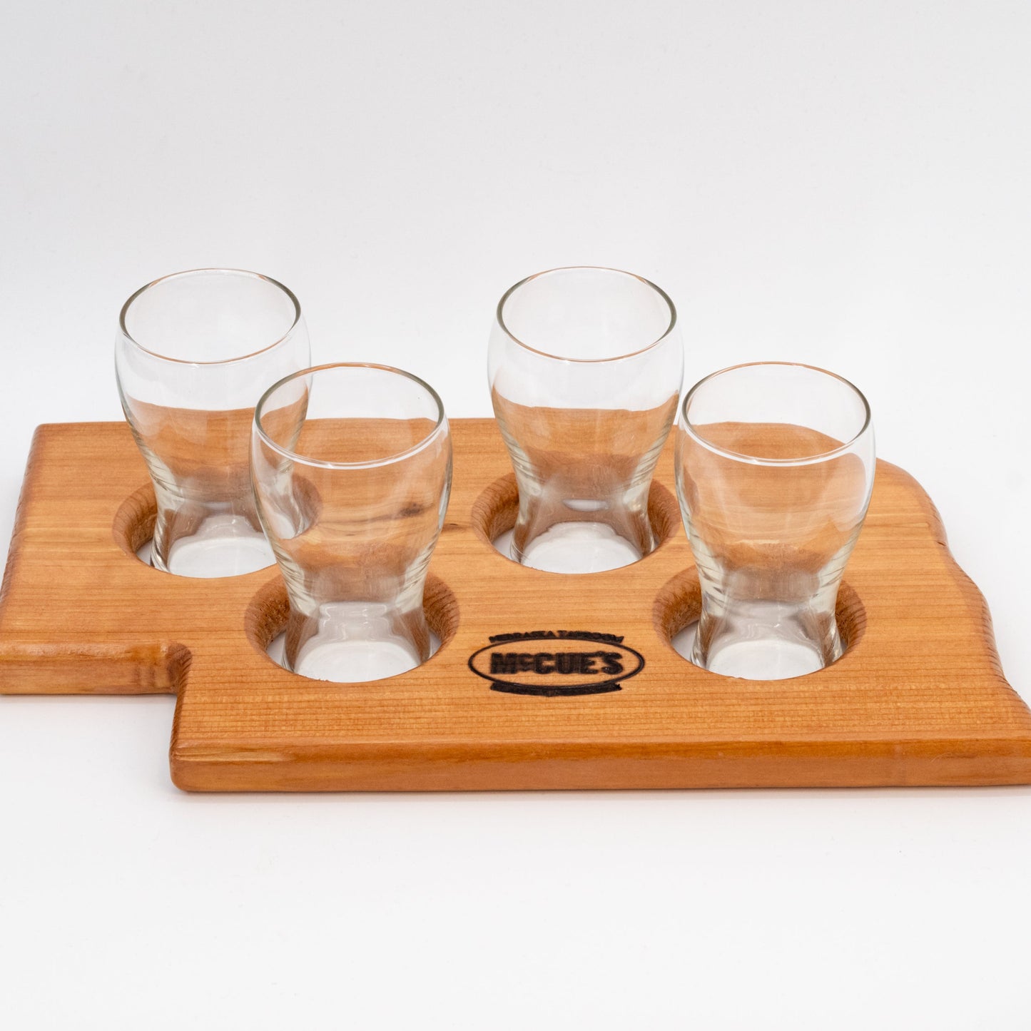 Flight Board & Glasses Set | Four 5 oz Glasses | McCue's Nebraska Taproom