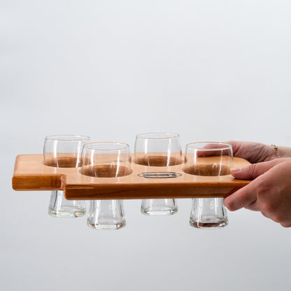Flight Board & Glasses Set | Four 5 oz Glasses | McCue's Nebraska Taproom
