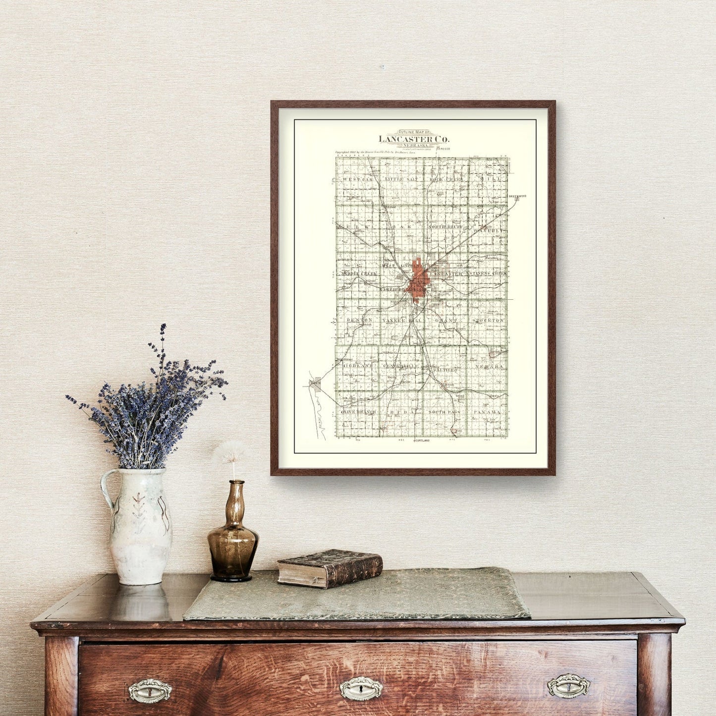 Vintage Map of Lancaster County, Nebraska 1903 -Not available at Minden location-