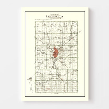 Vintage Map of Lancaster County, Nebraska 1903 -Not available at Minden location-