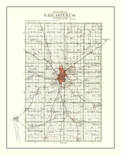 Vintage Map of Lancaster County, Nebraska 1903 -Not available at Minden location-