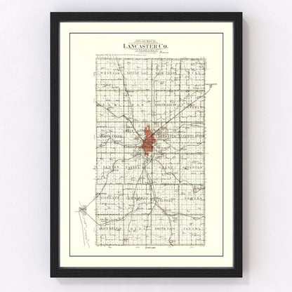 Vintage Map of Lancaster County, Nebraska 1903 -Not available at Minden location-
