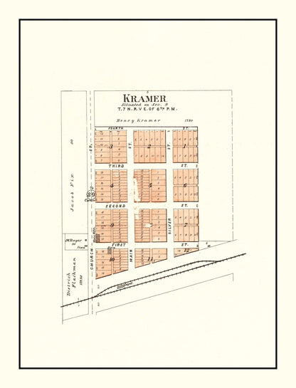 Vintage Map of Kramer, Nebraska 1903 -Not available at Minden location-