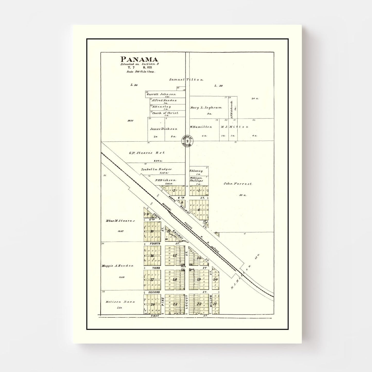 Vintage Map of Panama, Nebraska 1903 -Not available at Minden location-