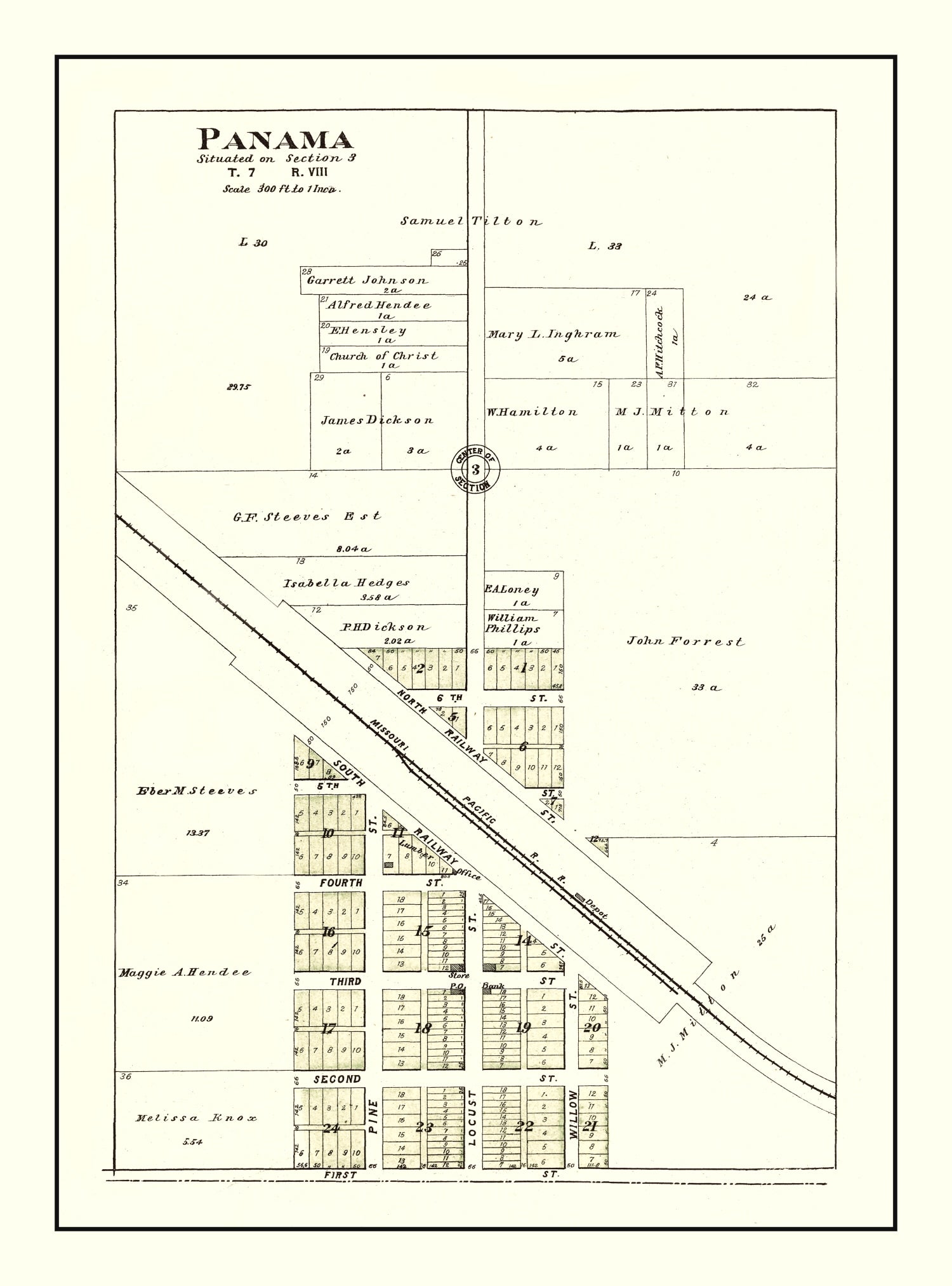 Vintage Map of Panama, Nebraska 1903 -Not available at Minden location-