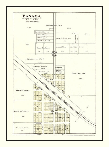 Vintage Map of Panama, Nebraska 1903 -Not available at Minden location-
