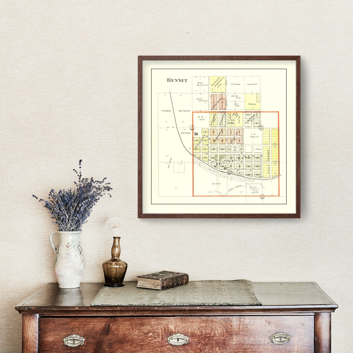 Vintage Map of Bennet, Nebraska 1903 -Not available at Minden location-