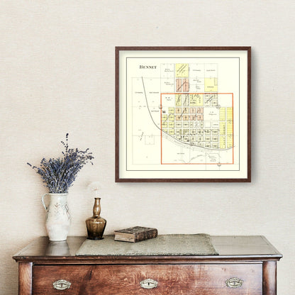 Vintage Map of Bennet, Nebraska 1903 -Not available at Minden location-