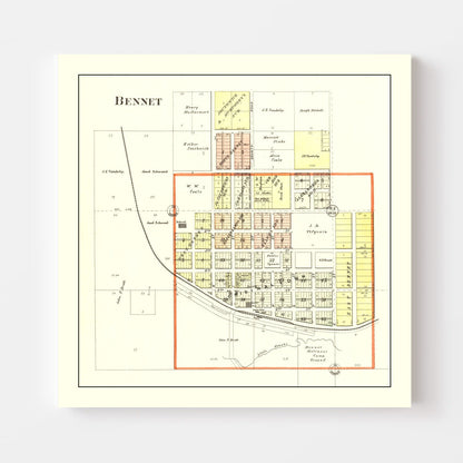 Vintage Map of Bennet, Nebraska 1903 -Not available at Minden location-