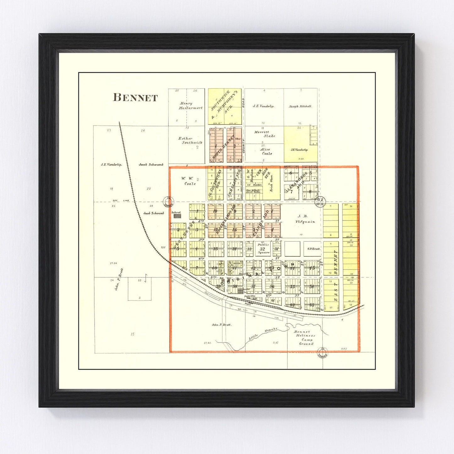 Vintage Map of Bennet, Nebraska 1903 -Not available at Minden location-
