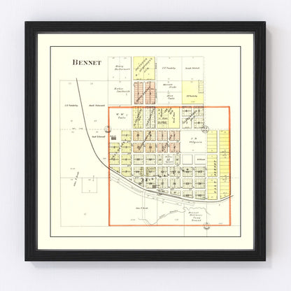 Vintage Map of Bennet, Nebraska 1903 -Not available at Minden location-