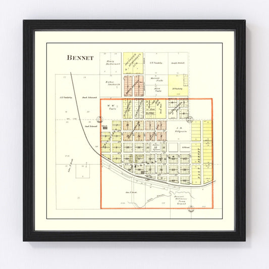 Vintage Map of Bennet, Nebraska 1903 -Not available at Minden location-