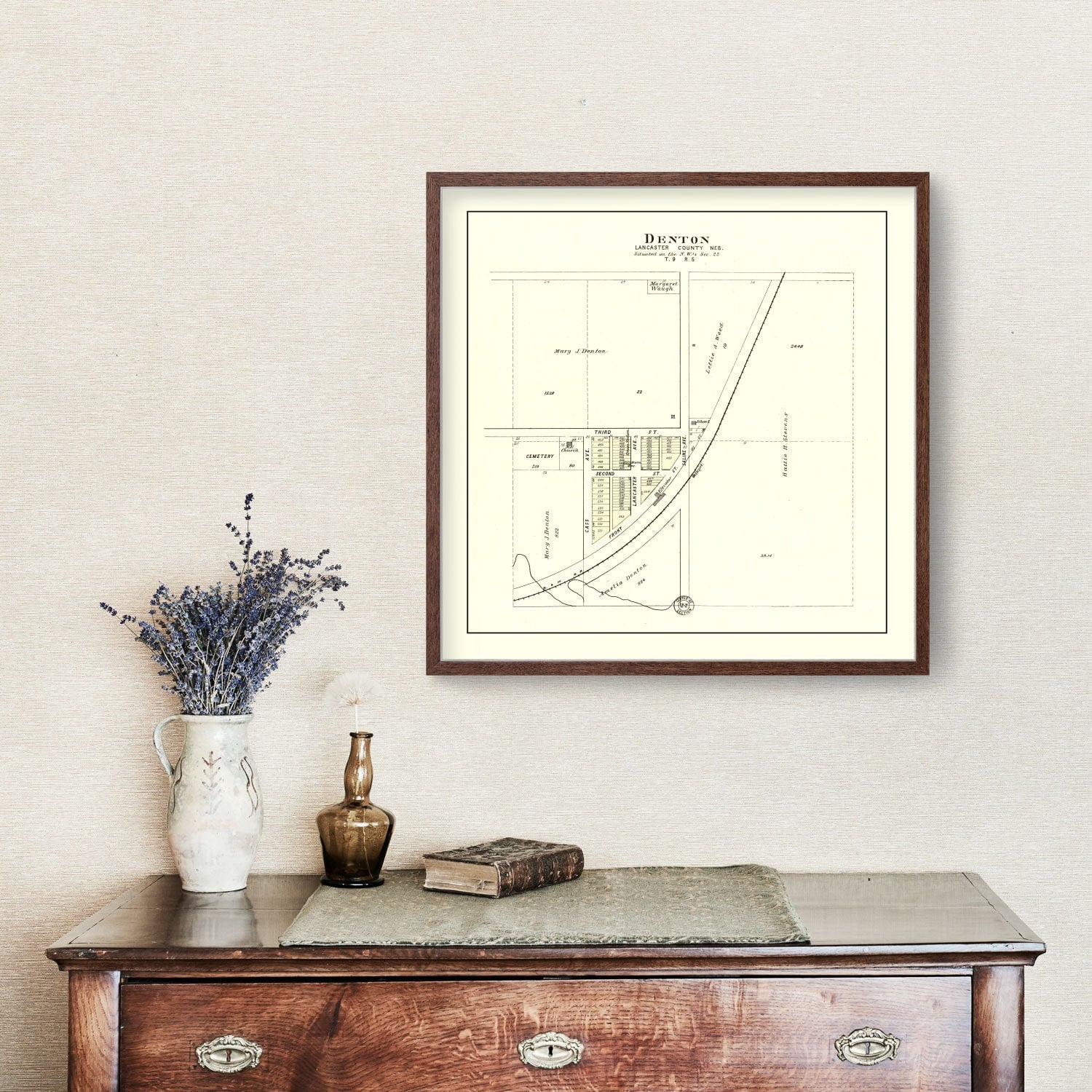 Vintage Map of Denton, Nebraska 1903 -Not available at Minden location-