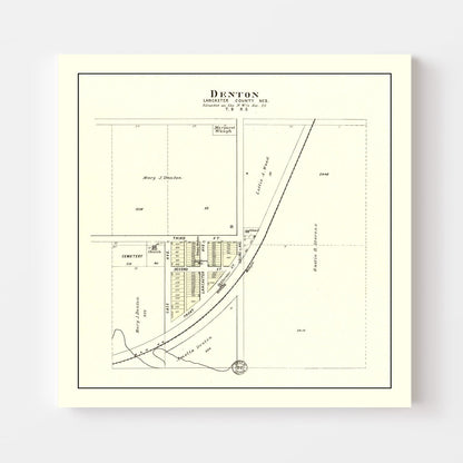 Vintage Map of Denton, Nebraska 1903 -Not available at Minden location-