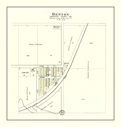 Vintage Map of Denton, Nebraska 1903 -Not available at Minden location-