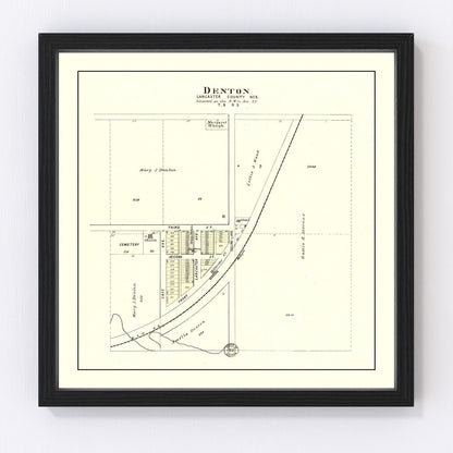 Vintage Map of Denton, Nebraska 1903 -Not available at Minden location-