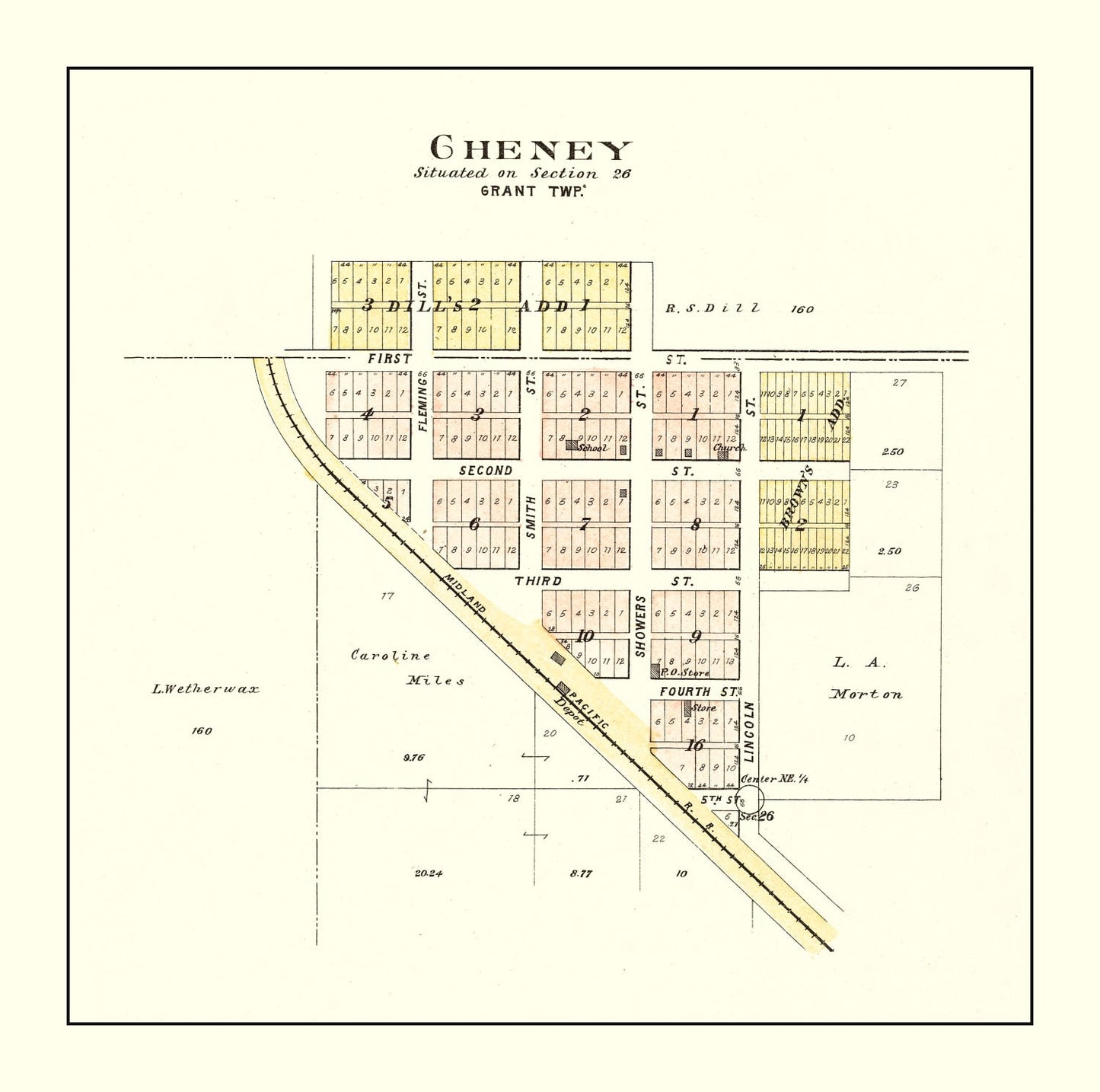 Vintage Map of Cheney, Nebraska 1903 -Not available at Minden location-